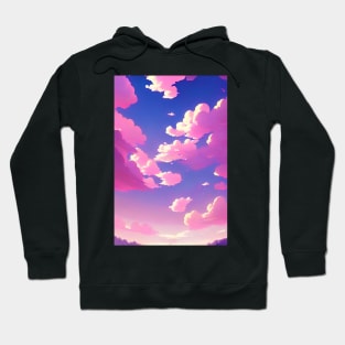 Pink Clouds Anime Art Style Landscape Hoodie